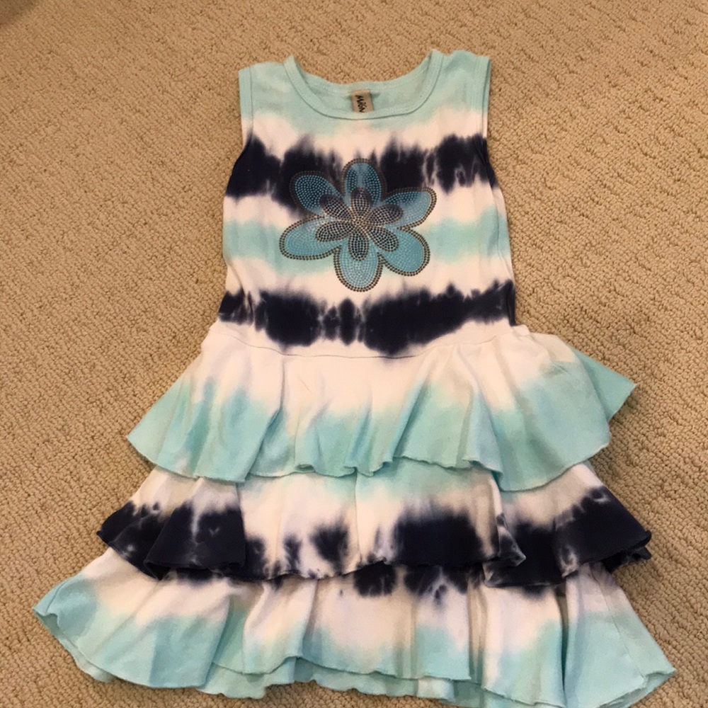 Tie dye tank dress with ruffle layer bottom